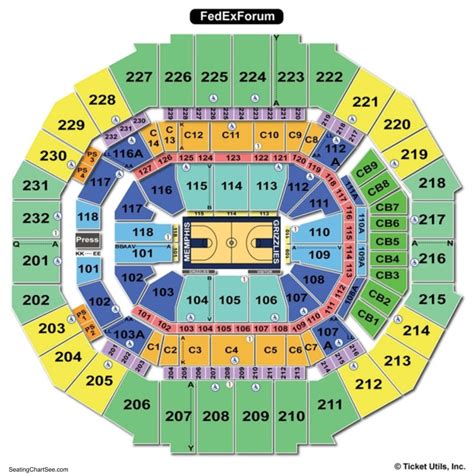 FedExForum Seating Charts. . Fedexforum seating chart